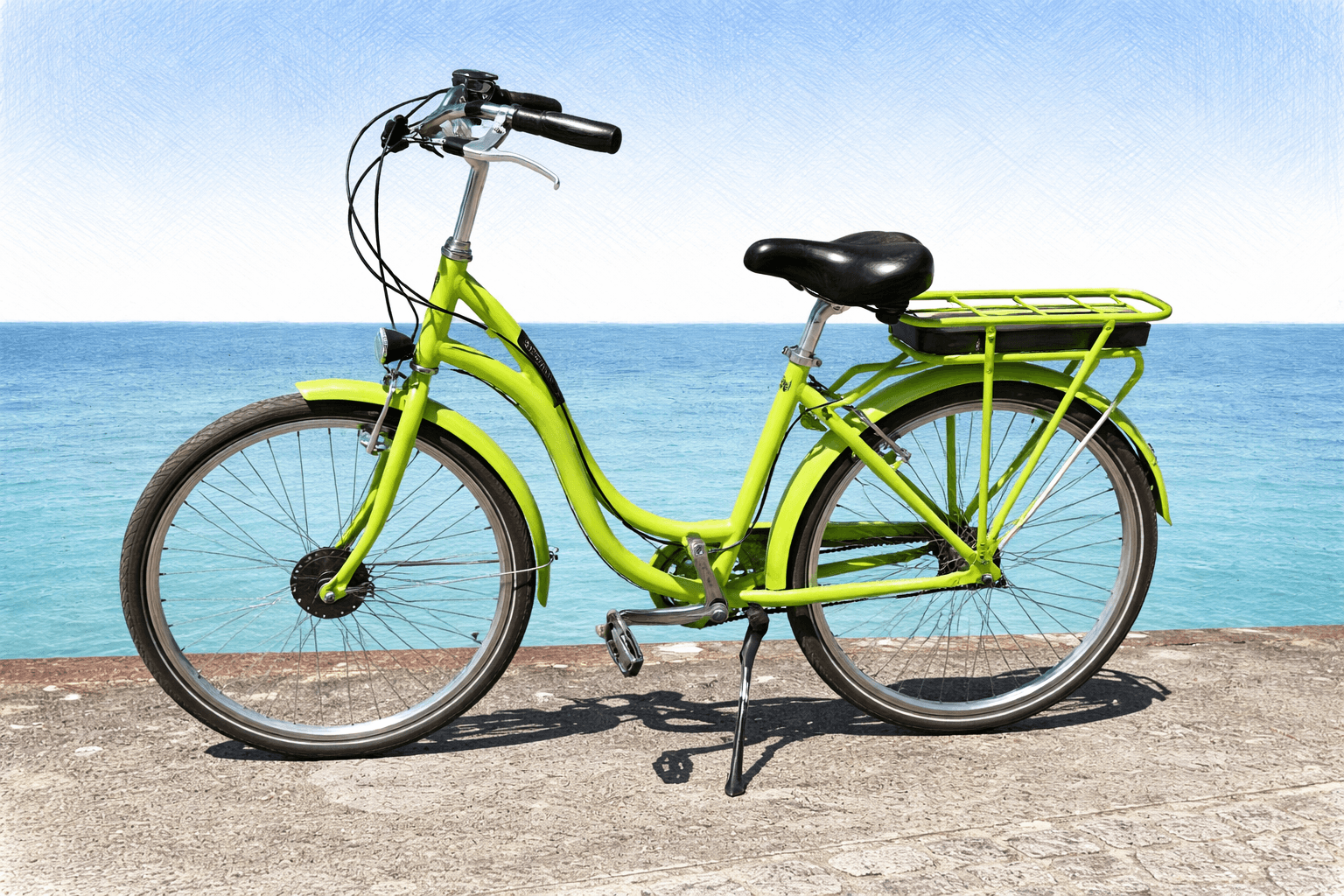 VAE ARCADE MIXTE VERT 26" 70KMS AUTONOMIE