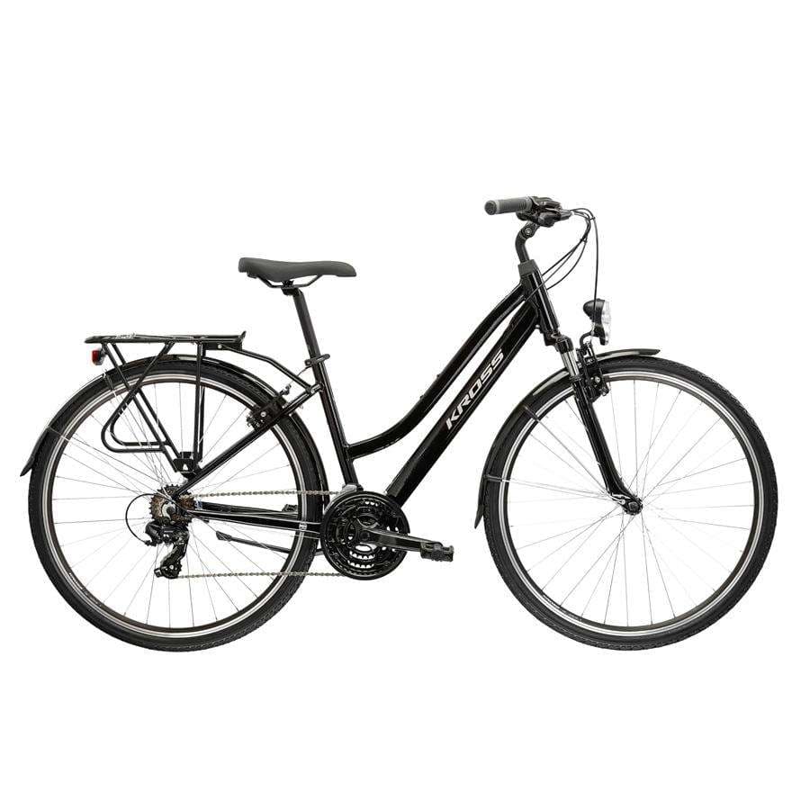 VELO VTC TREKKING 28" FEMME KROSS TRANS 1.0D TAILLE L (19") ALUMINIUM NOIR / ARGENT